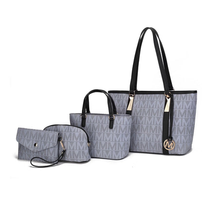 Alexy Women'S Tote Bag, Small Tote Bag, Pouch Purse & Wristlet Wallet Bag 4 Pcs Handbag Set by Mia K - Purple